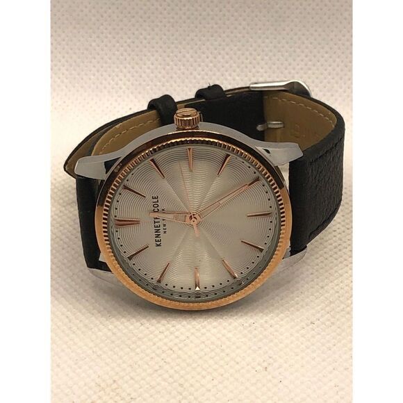 Kenneth Cole KC50877002 Women Black Leather Analog Dial Quartz Wrist Watch KS298 - Picture 5 of 9